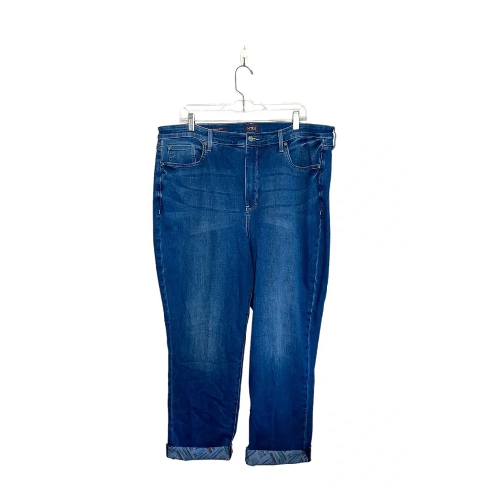 NYDJ Medium Wash High Rise Cuffed Cropped Girlfriend Jeans Size 16W - Picture 13 of 13